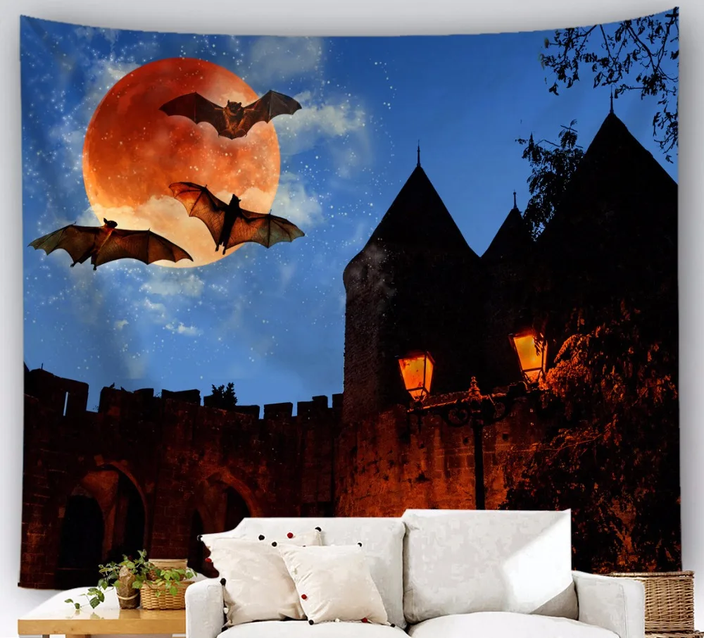 

Halloween Tapestry Wall Hanging Tapestries Pumpkin Printed Beach Throw Towel Mat Table Cloth