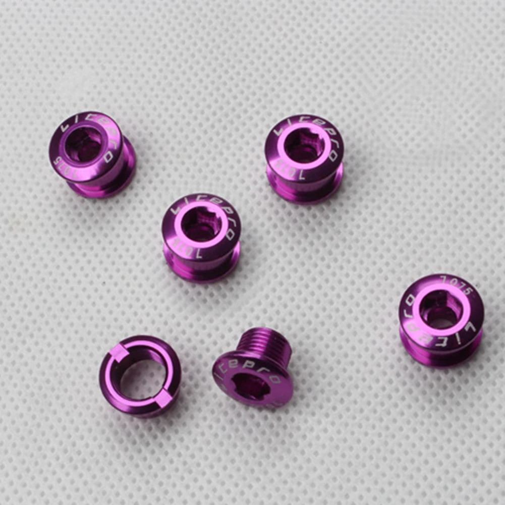 5 шт. Велоспорт CNC алюминий один Кривошип цепи кольцо болт подходит для велосипеда - Цвет: Фиолетовый