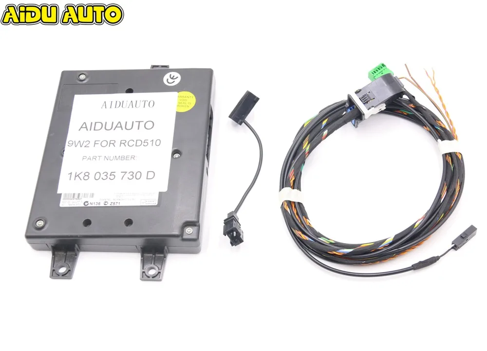 

9W2 Bluetooth Module+Harness With Microphone 1K8 035 730 D For VW Golf MK6 Jetta MK5 Fit RCD510