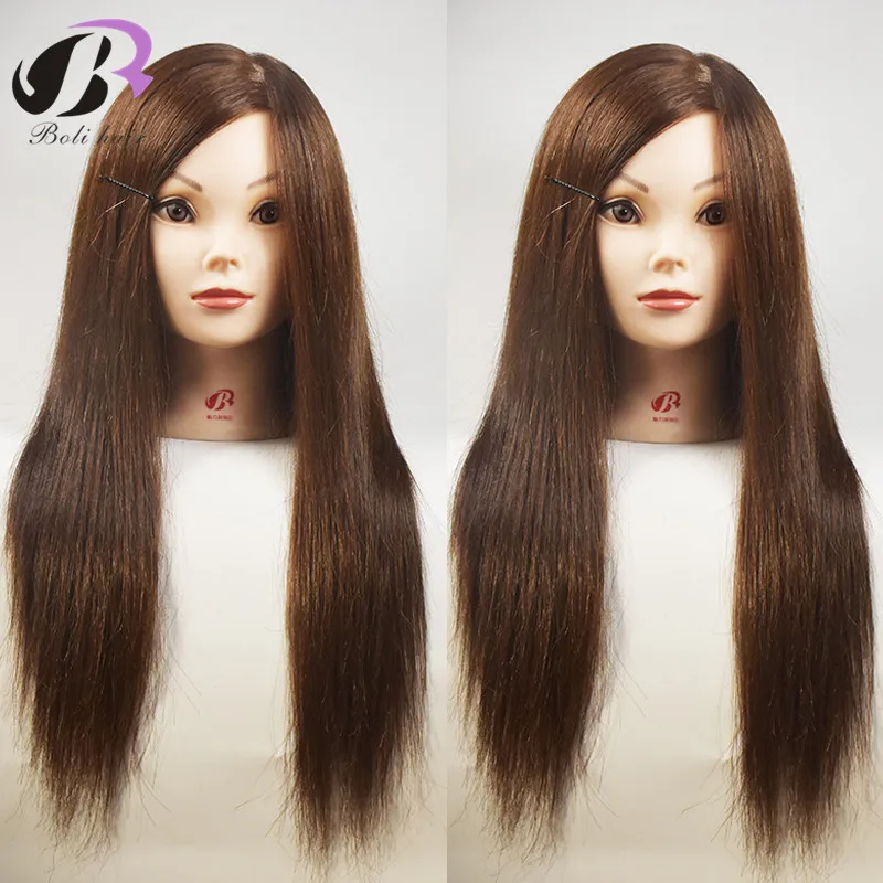 

45CM Human Hair Mannequin Training Head Manikin Hairdresser Cosmetology Head For Sale Professional Hairdressing Dolls Head