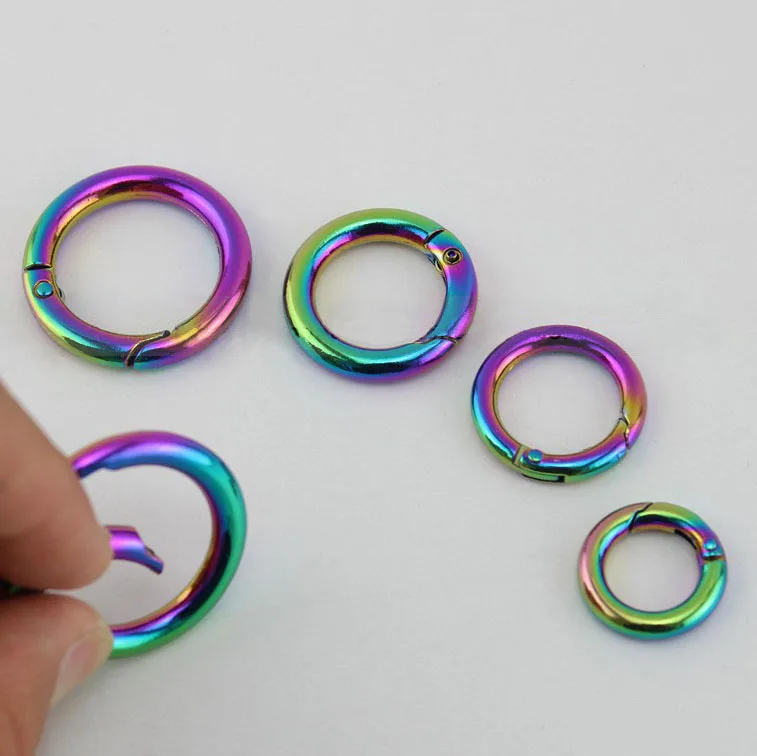 4pcs-Colorful-Spring-O-Ring-Rainbow-Keyring-Round-Carabiner-Snap-Clip-Trigger-metal-bag-Buckle-O (5)