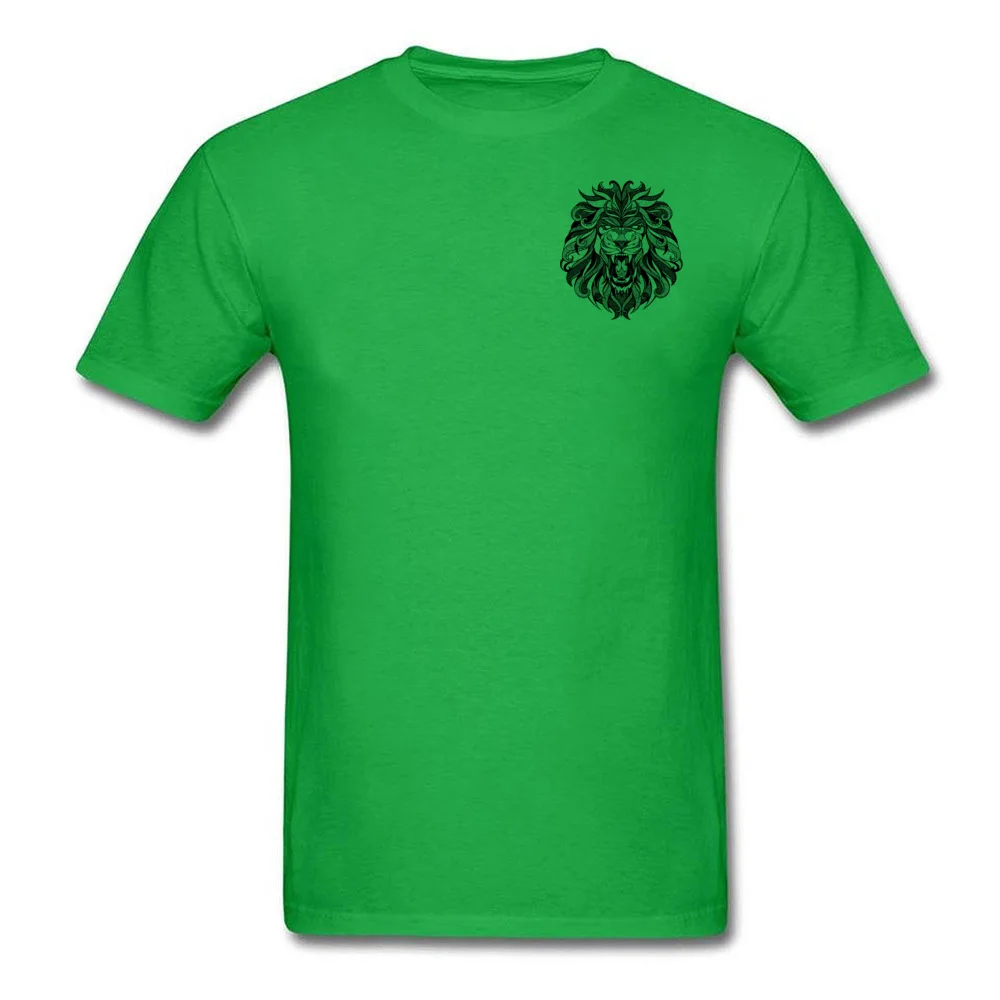 Angry Lion Drawing Unique Summer Fall 100% Cotton O Neck Youth Tops & Tees Tee Shirts 2018 Hot Sale Short Sleeve T-shirts Angry Lion  Drawing Chest green