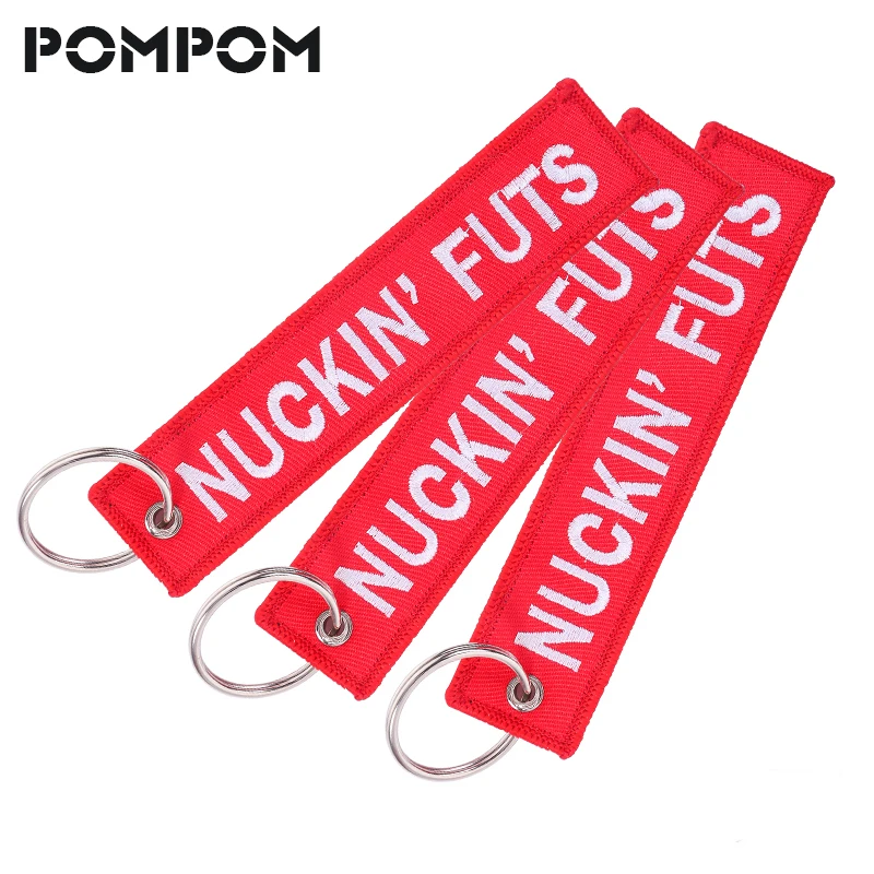 POMPOM Fashion Jewelry Nuckin' Futs Keying Chains Key Ring Chain for Aviation Gifts Embroidery OEM Keychain Holder 3pcs/lot | Украшения