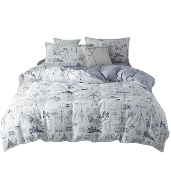 

Small plane.big dreamer print sheet pillowcase and duvet cover sets cotton bedlinen double queen king size bedding set #/J