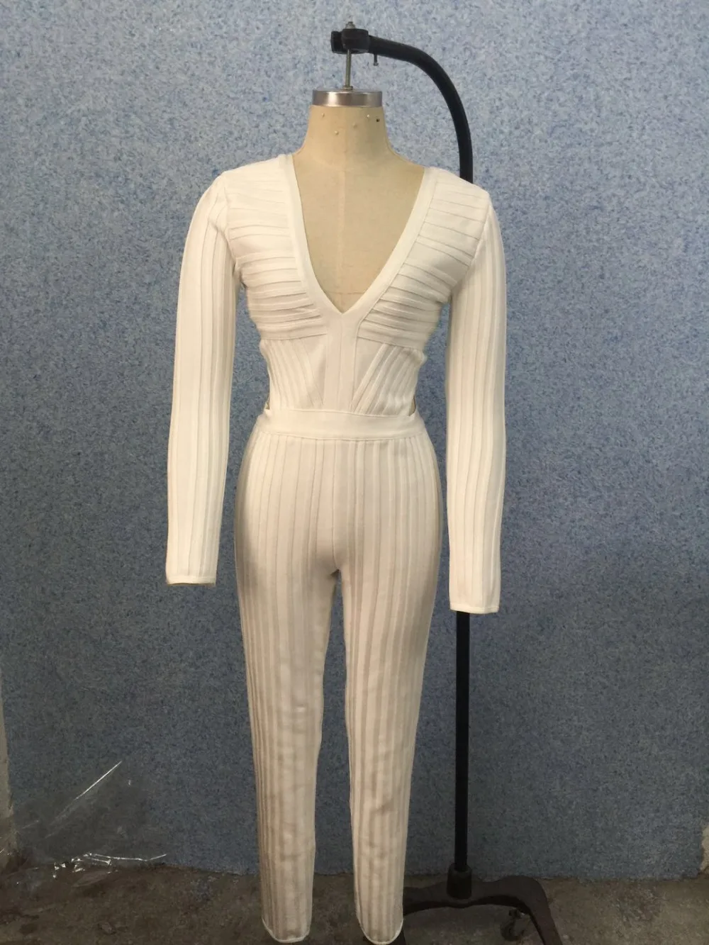 Buy White Long Sleeve Full Length V neck Elegant 2017