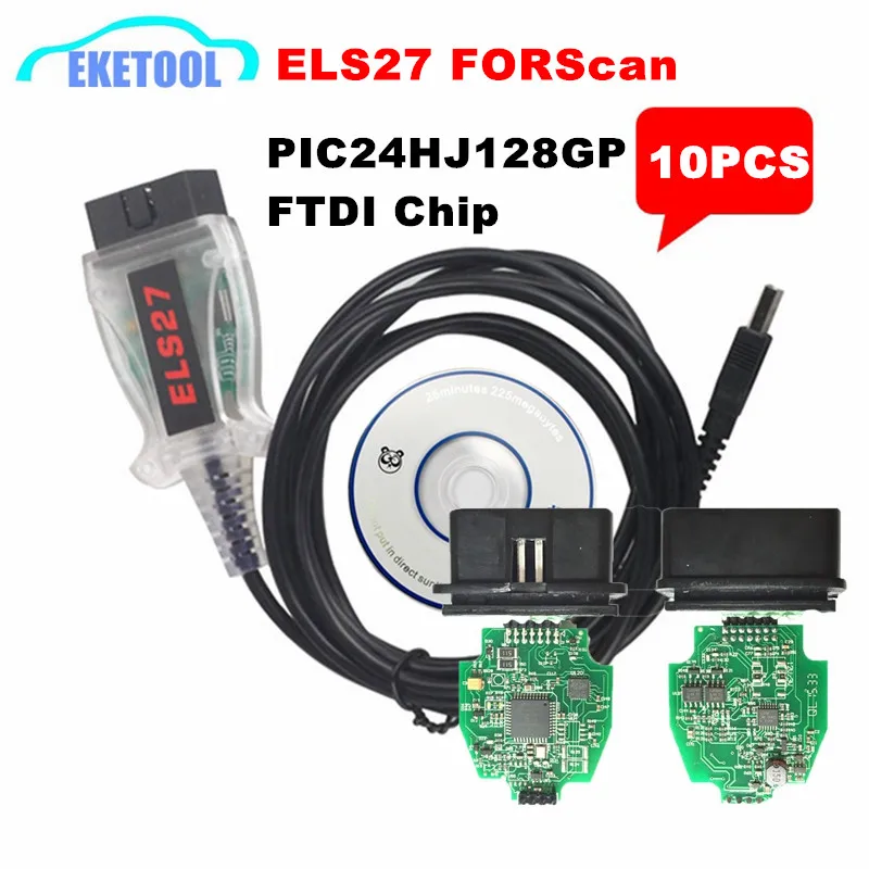 10 шт./лот ELS27 FORScan USB считыватель кода зеленый PCB PIC24HJ128GP + чип FTDI вок более ELM327 & J2534