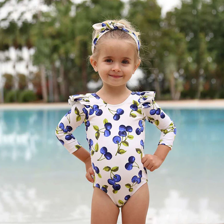 

2019 Girl Swimsuit One Pieces Children's Swimwear Swim Suits Children Cherry Print Falbala Bikini Sets Bathing Suit