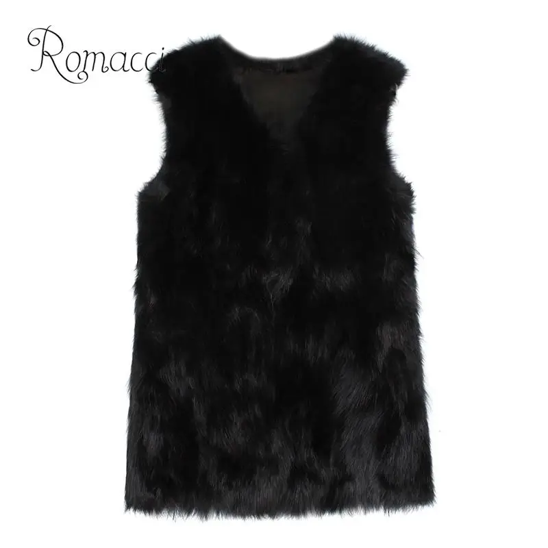 Romacci жилет XXXL Feminino модная женская зимняя куртка из искусственного меха