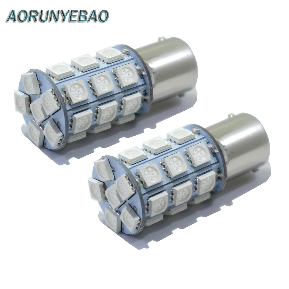 AORUNYEBAO 2шт 1156 BA15S P21W 27SMD 5050 светодиодный красный белый желтый Автомобильный задний