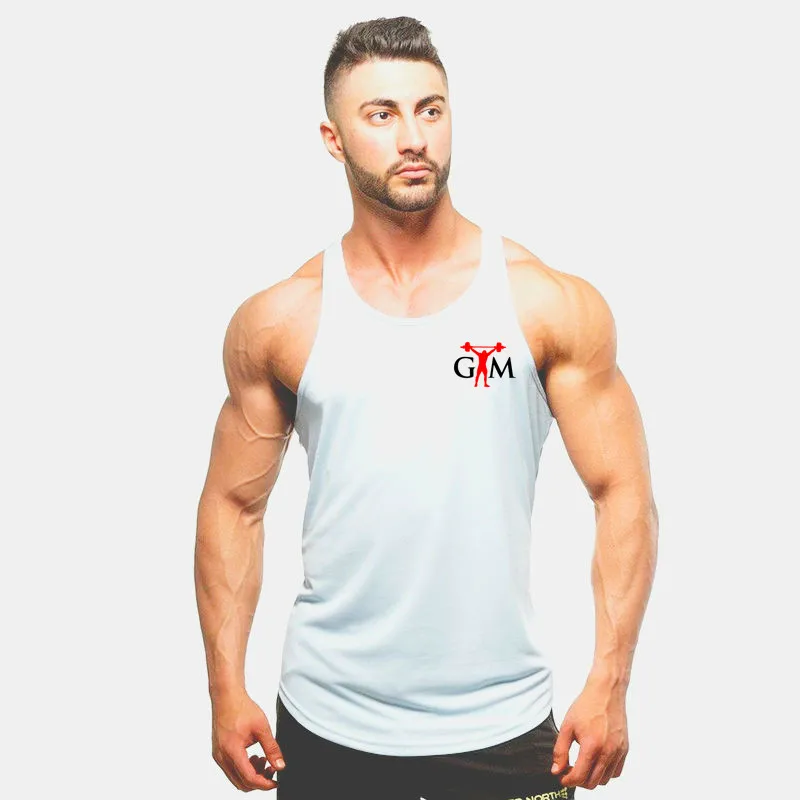 Brand New mens Tank Top Men Gyms Stringer Sleeveless Shirt Open Sides Blank Fitness Clothing Cotton Sportwear bodybuilding Ves - Цвет: 2  White