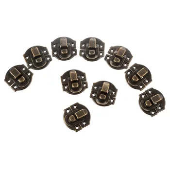 

10Pcs Antique Bronze Box Hasps Iron Lock Catch Latches for Jewelry Chest Box Suitcase Buckle Clip Clasp Vintage Hardware 27*29mm