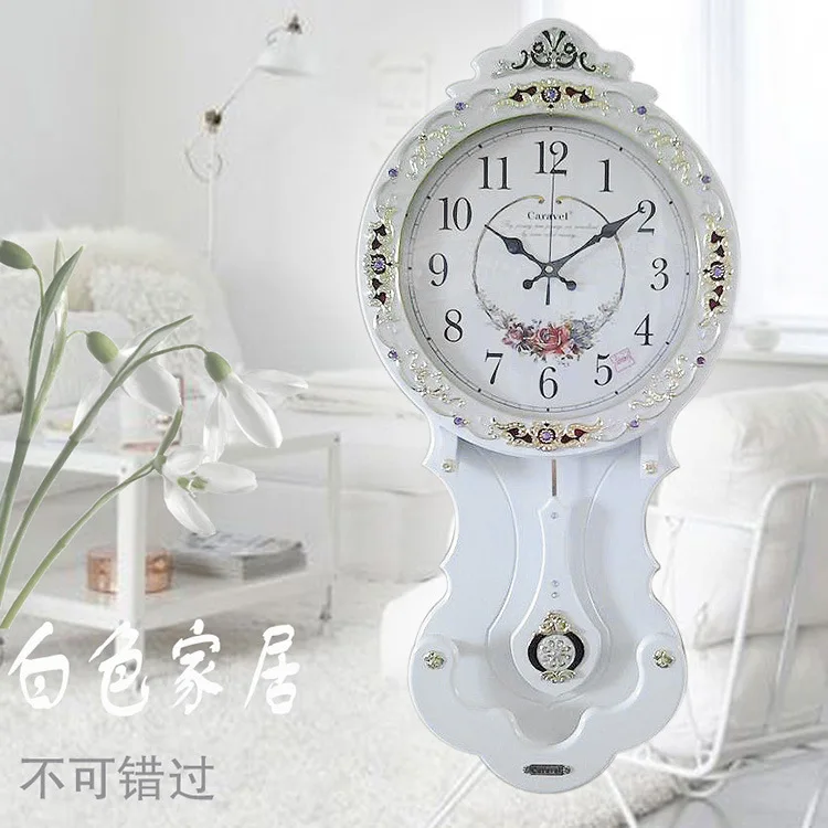 

2018 Promotion Wall Clock Free Shipping European Fashion Big Sitting Room Clock Wall Wooden Mute Pendulum Villa Supe Wholesale