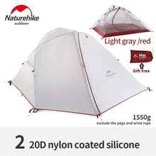 Naturehike Silicone 1 2 Person Double Layers Tent NH Outdoor One Bedroom Camping Tent With Mat