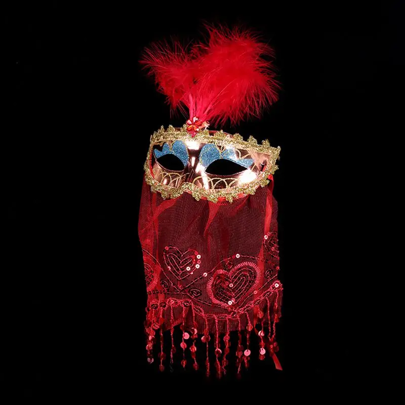 GNHYLL новая перьевая кружевная вуаль маска Венецианская маска танцора маскарадная вуаль глаза маски Рождество на праздник, украшение для платья - Цвет: Красный