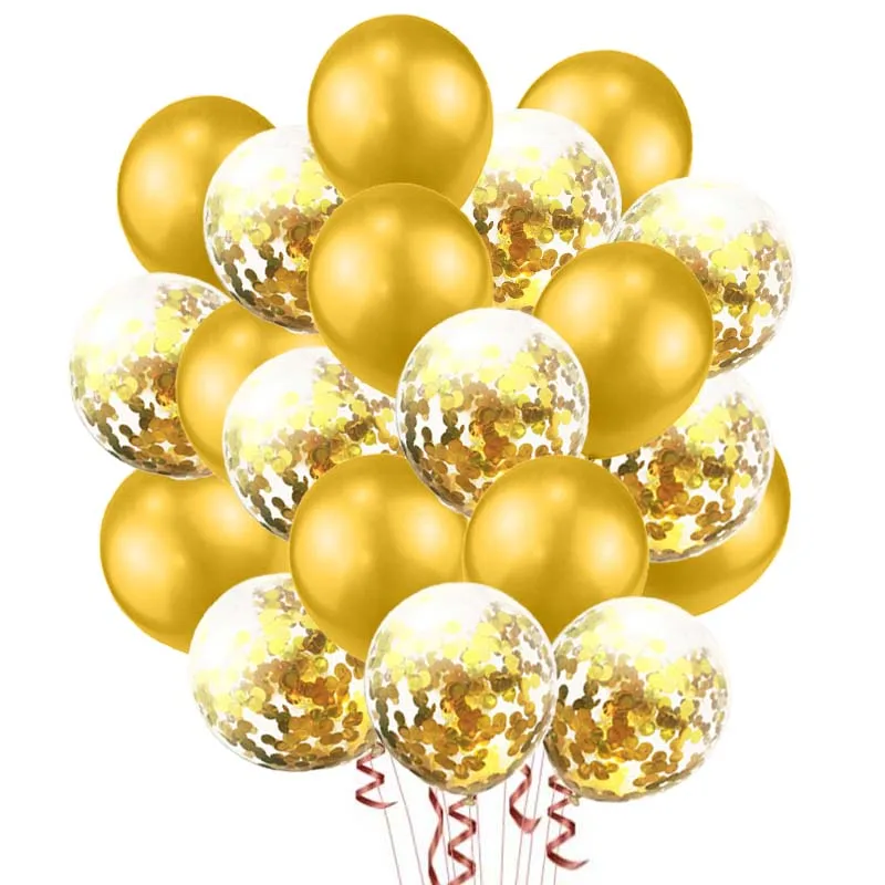 

20pcs/set Gold Balloon Birthday Party set 12 inch Gold Confetti Balloons Birthday Party Decor Kids Adult Latex Air Ballon