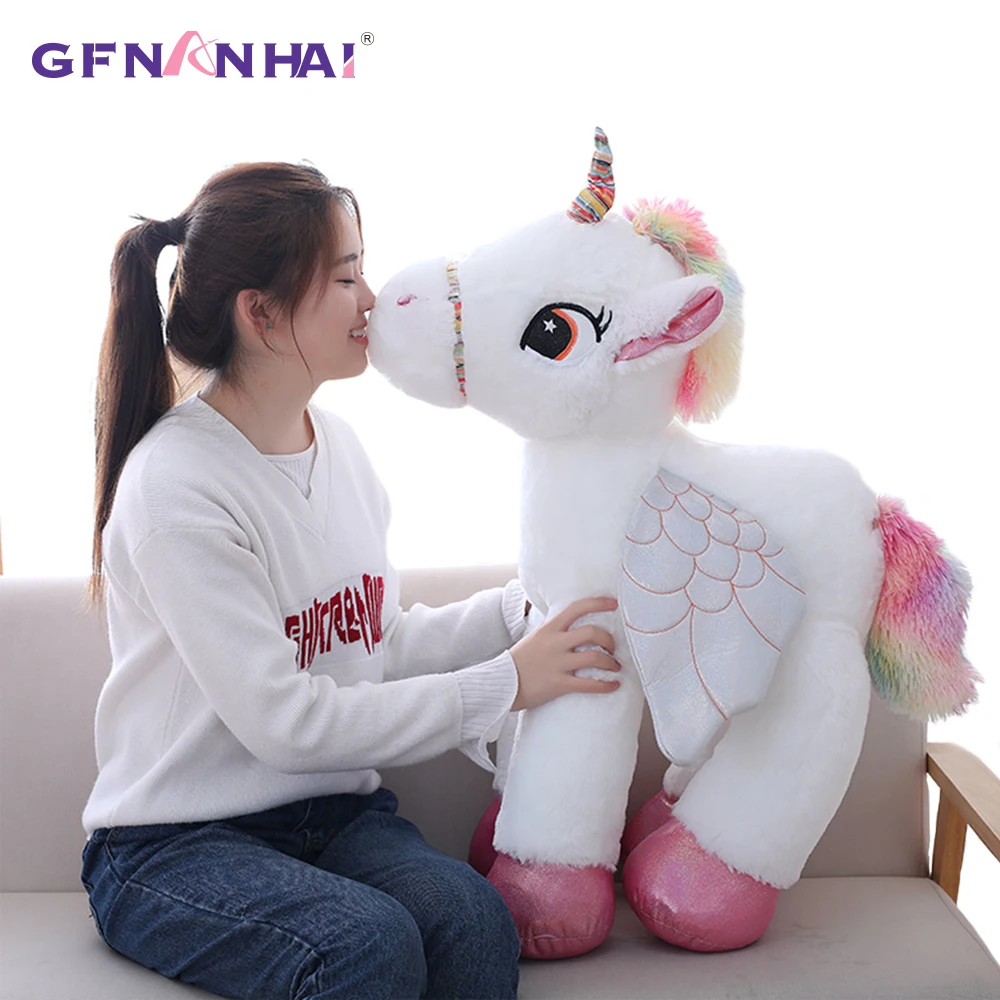 1pc 50/60/90cm big size cute unicorn plush toy stuffed soft kawaii animal horse nap pillow birthday gift for children girls