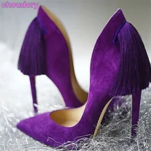 new product women purple yellow suede pumps super thin high heel pointed toe tassel shoes graceful back fringe party footwear new product women purple yellow suede pumps super thin high heel pointed toe tassel shoes graceful back fringe party footwear