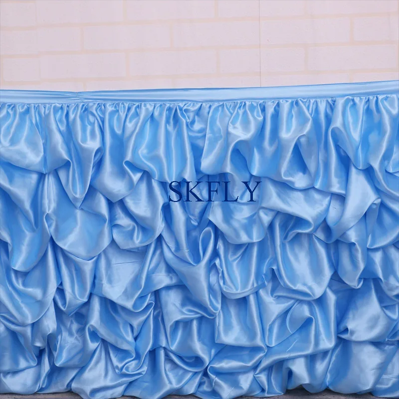 CL015E Wedding Taffeta Gathered Ruffled Table Skirt