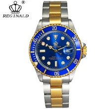 REGINALD Men watch luxury casual business diamond famous brand stainless steel waterproof classic calendar quartz wristwatches
