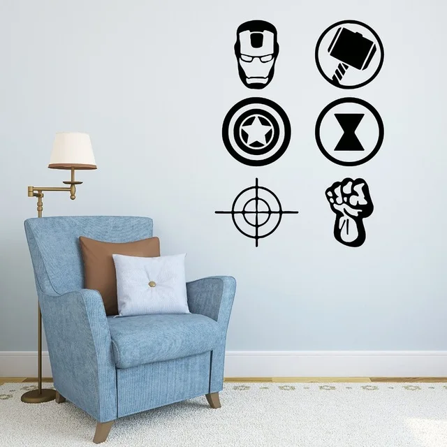 

Avengers 6 Symbols home Decor - Wall Decal Vinyl Sticker Boy Room Wall Stickers