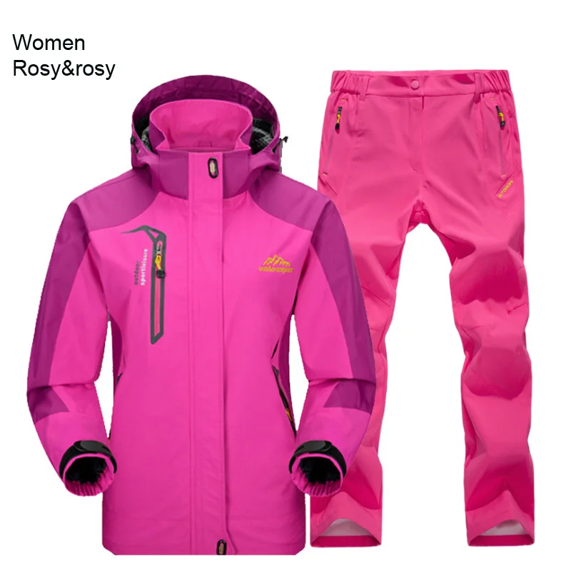 TRVLWEGO primavera y otoño al aire libre senderismo Camping pantalones de Chaqueta de traje de las mujeres cortavientos Trekking único abrigo pantalones M-4XL
