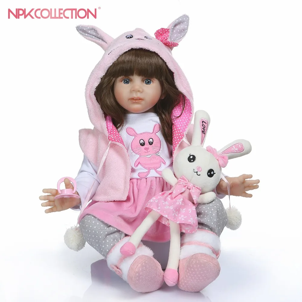Npkколлекция 60 см Высокое качество reborn Малыш фридолин мягкий силиконовый bebe Кукла reborn pincess кукла с длинными волосами