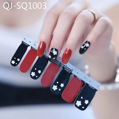 Самоклеющиеся наклейки для ногтей, полностью покрывающие ногти, виниловые наклейки для ногтей, художественные украшения, маникюрные наклейки - Цвет: QJSQ1003