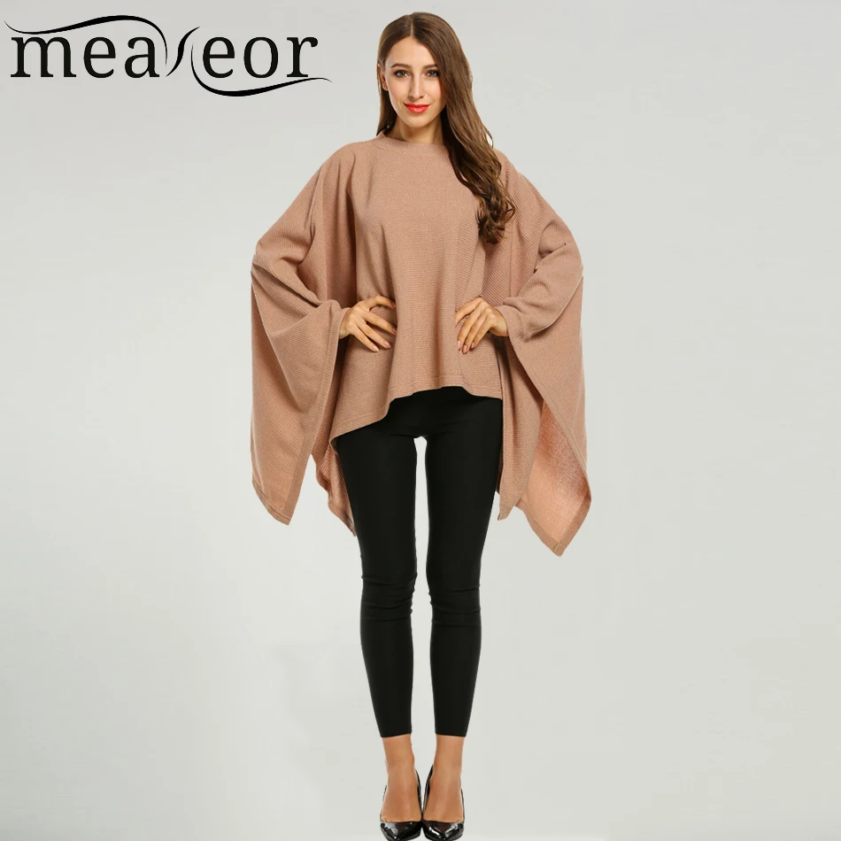 Meaneor Brand Fashion Batwing Sleeve Sweater New Design Women Casual O
