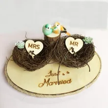 1 шт. помолвочный реквизит для фото вечеринок птица в гнезде Персонализированные Свадебные украшения пользовательское имя Деревенское кольцо держатель коробка