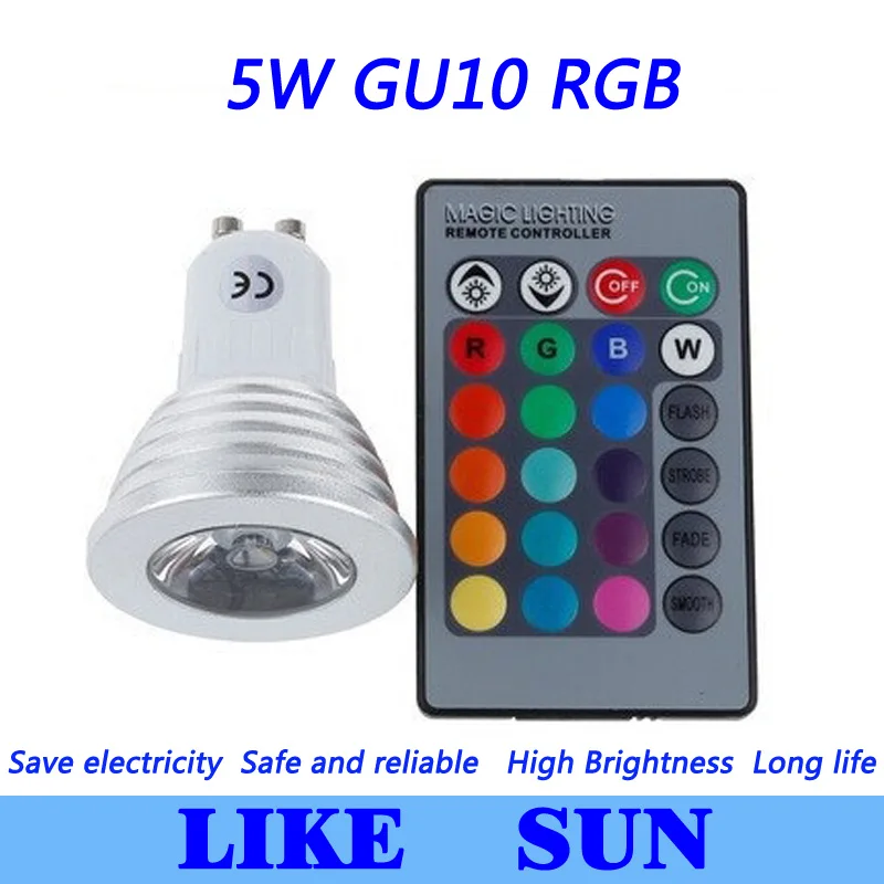 Free shipping 10pcs/lot 5W RGB Lamp 16type colors GU10 AC95-265V LED Light Spotlight Bulb with Remote Controller | Лампы и освещение