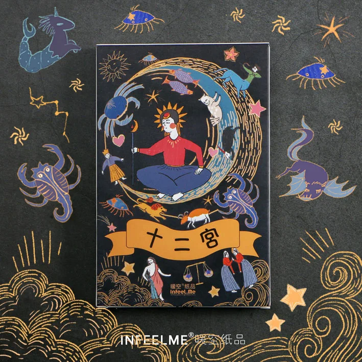 

3 set/1 lot Retro Zodiac Greeting Card Postcards Birthday Bussiness Gift Card Set Message Card