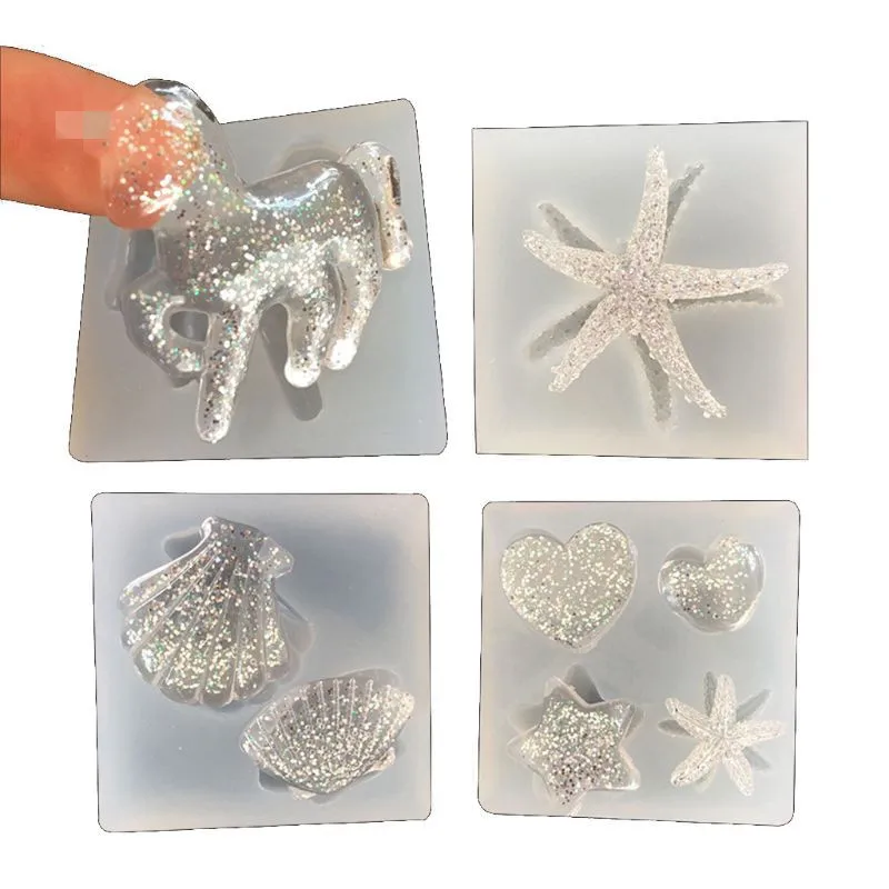 

1 PC White Shell Starfish Heart Pendant =Silicone Molds Resin Molds Resin Casting Craft Tools Making Jewelry Decoration