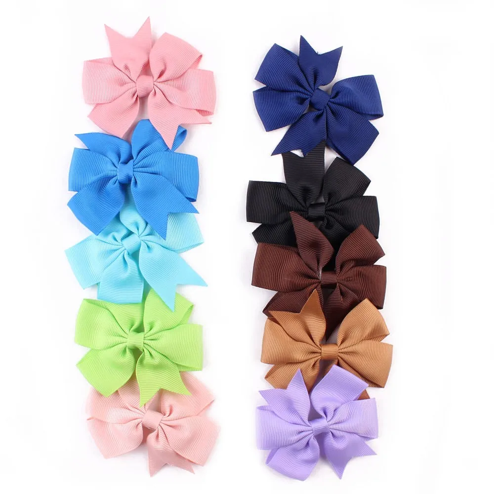 

10PCS Girl Baby soft Bow Hair Clip Grosgrain Ribbon Boutique Bowknot comfortable Hairpin L50/0109