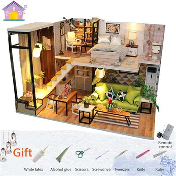 

Hongda Wooden Doll House Take You To the Romantic Nordic Assembled Dollhouses Flash Music Birthday Gift Crafts Collections M030