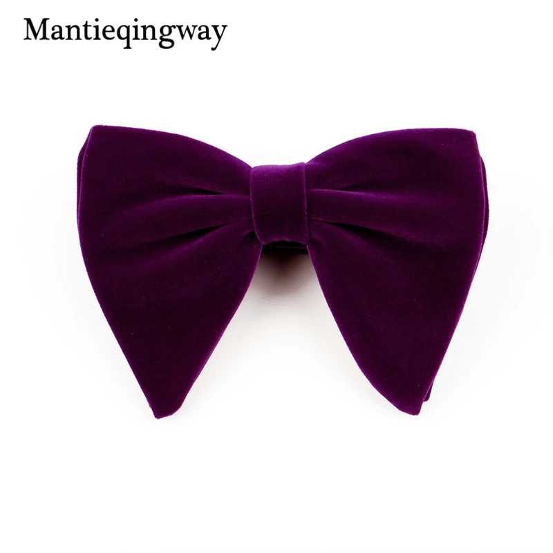 Mantieqingway, новинка, модный бархатный галстук-бабочка с большим бантом для женщин, мужчин, жениха, Свадебный галстук-бабочка, обтягивающий, сплошной цвет, Gravatas, тонкий черный галстук - Цвет: 002G