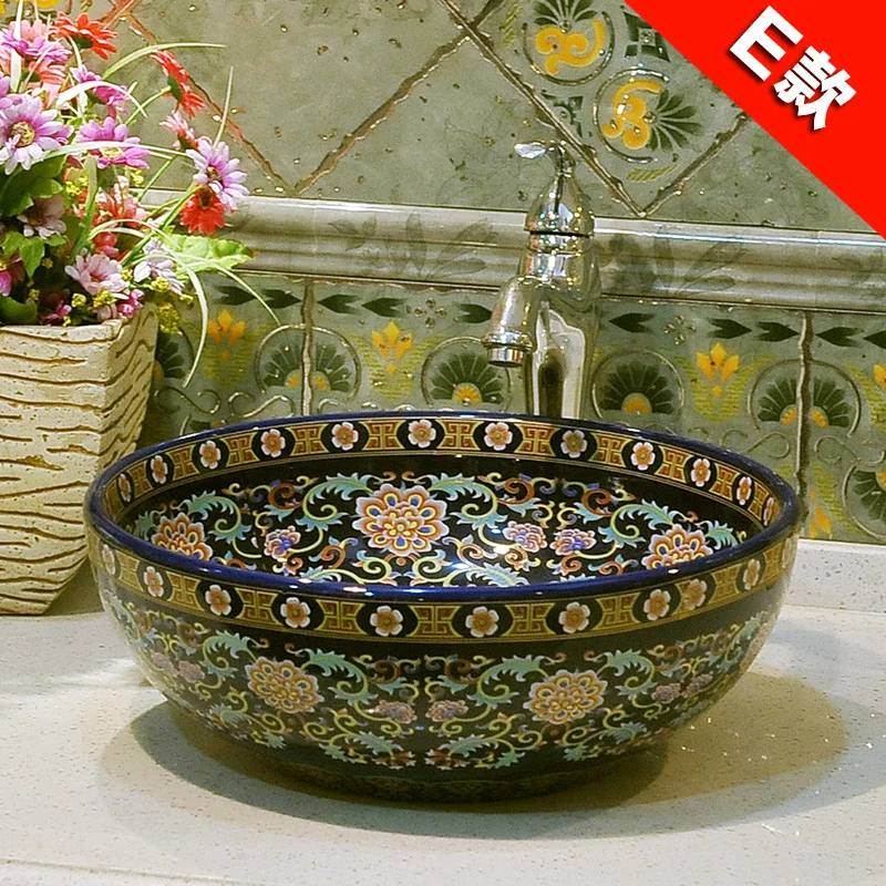 china washbasin sink Jingdezhen Art Counter Top ceramic bathroom sink