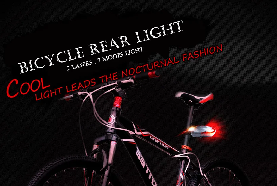 Top VICTGOAL LEB Bike Light LED Backlight Seatpost MTB Taillight 2 Laser Cycling Rear Lights Night Safety Warning Lamp Bicycle Light 2