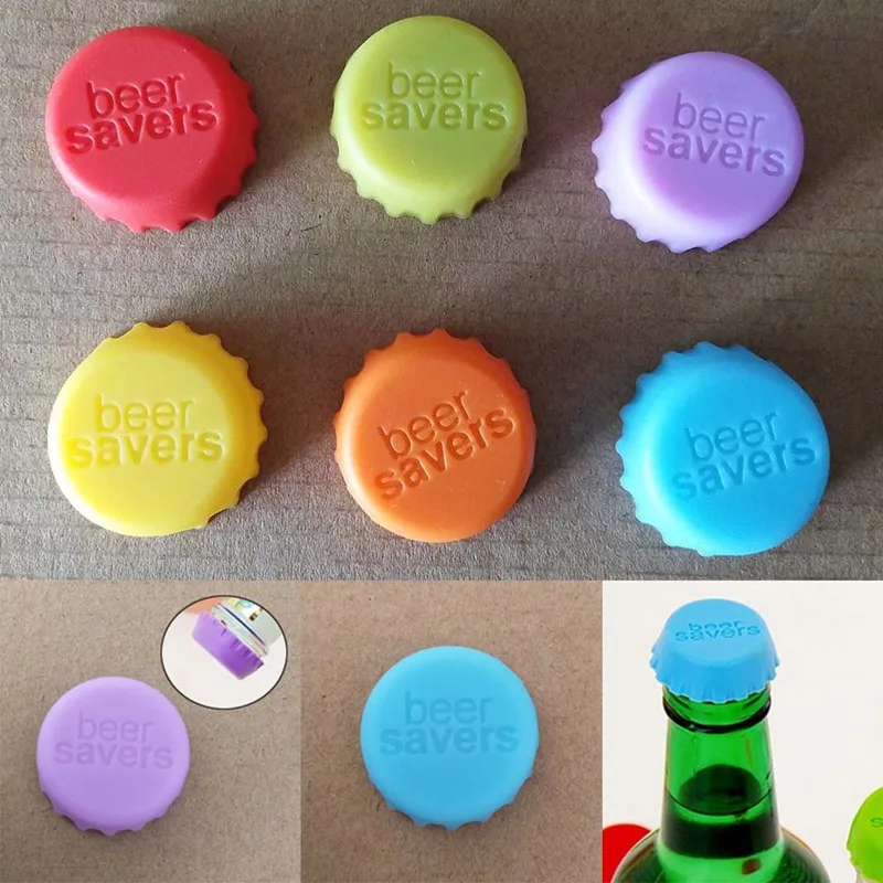 

6 Pcs/set Silicone Beer Bottle Cap Reuse Practical Colorful Leak Free For Wine Beer Beverage Bottle Novelty Sealer Stopper Cover
