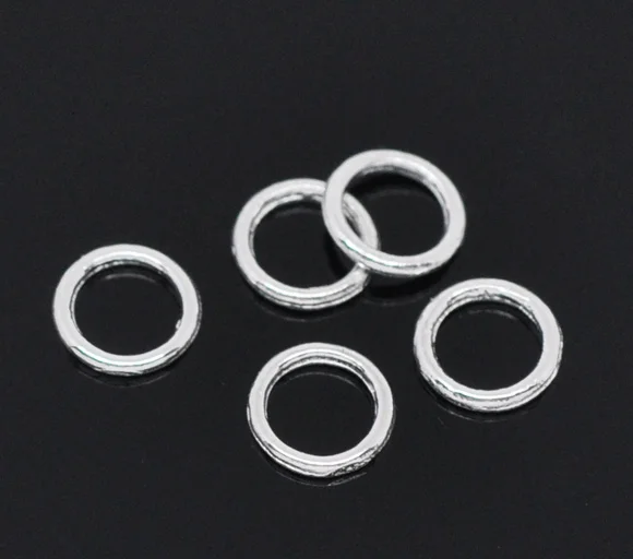 DoreenBeads-anillos de salto de soldado cerrado de aleación de metal y Zinc, redondos, plateados, 6mm( 2/8 ) de diámetro, 150 Uds.