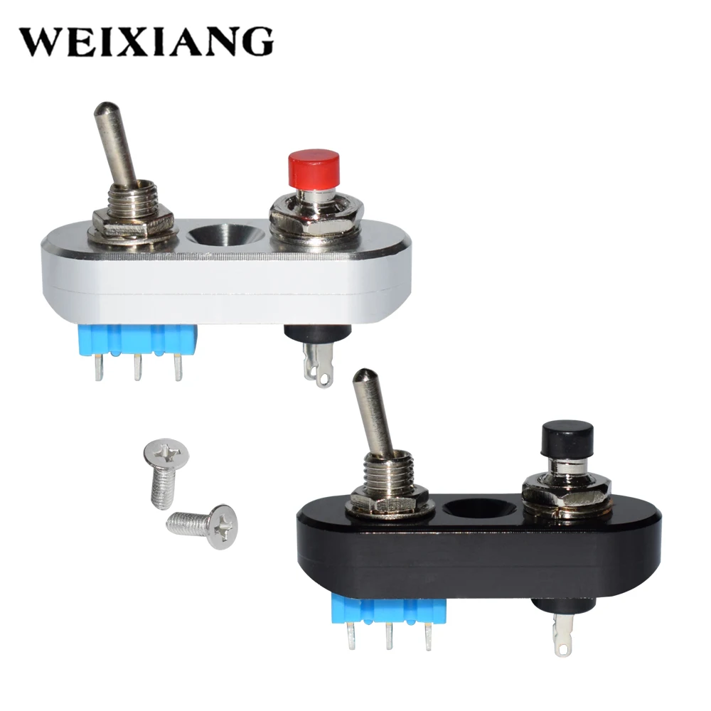 

2x Aluminum Alloy Universal Motorcycle Handlebar Grip Switch Headlight Horn Push Type On/Off Black Silver