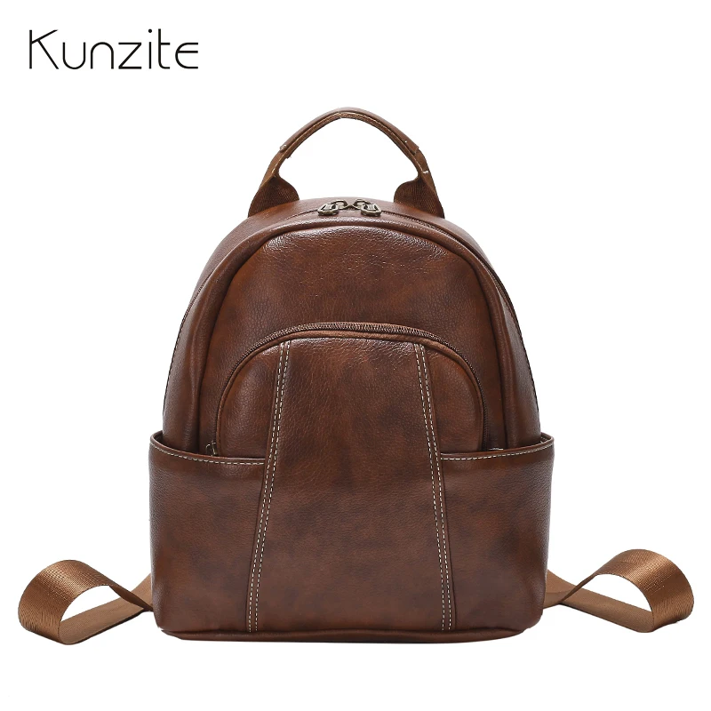 

Vintage Pu Leather Female Backpack School Bag for Girls Bookbag Travel Women Backpack for Teenagers Ladies Bagpack Mochila Mujer
