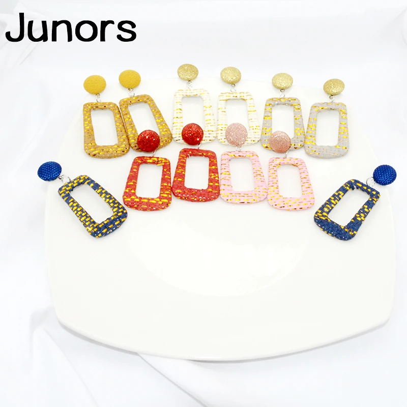 Boho gold rosa Leder ohrringe weibliche vintage bohemian baumeln ohrringe für frauen mode boho schmuck geometrische rosa ohrringe