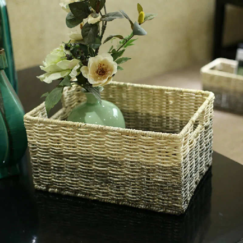 

Simple Straw Wicker Laundry Basket for Clothes Toys Cosmetics as Handmade Home Storage Baskets panier de rangement panier linge