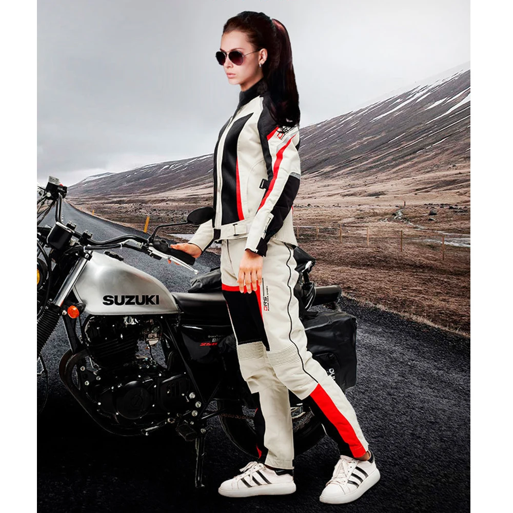Size S DUHAN Women Motorcycle Suit Summer Racing Jacket + Pants Mesh Motocross Gear Riding Clothes New Female CE Approve motorcycle jacket motocross gear set