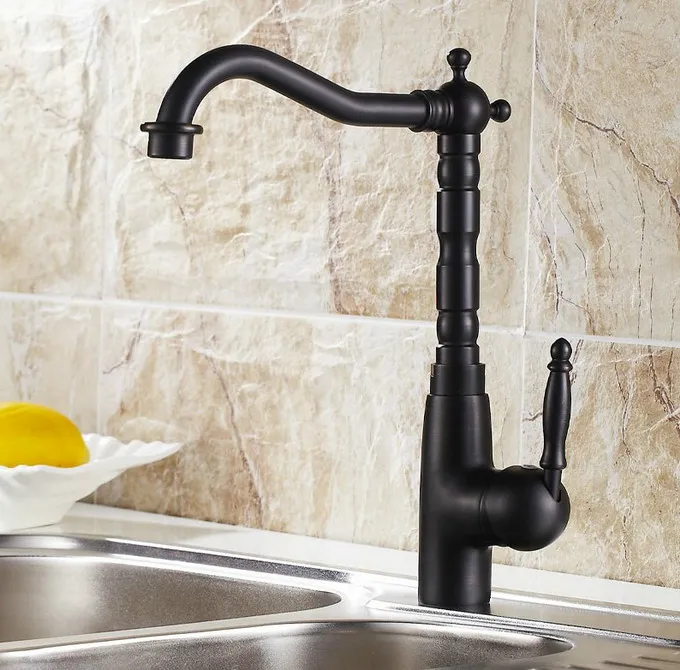 Kitchen & Bathroom Faucets Black Oil Rubbed Brass Kitchen Sink Faucet Hot And Cold Water Mixer Tap zsf071