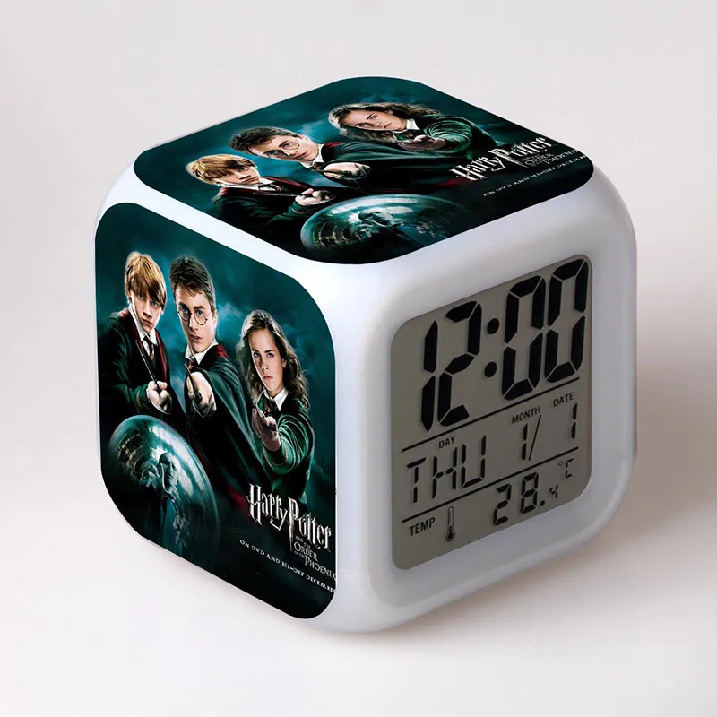 

Harry Potter Figuras Doll LED 7 Color Flash Changing Touch Light Desk Clock PVC Model Potter Figure Toys