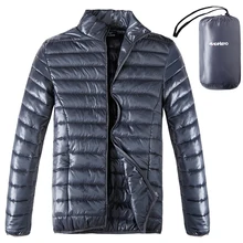 MADHERO Winter Jacket Men With Bag Light Weight Warm Up Men’s Simple Jackets Solid Coats With Zippers And Pockets Outerwear