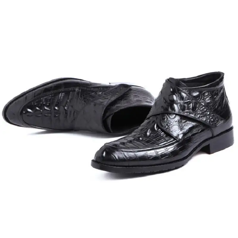 Homens Couro Botas Preto Do Homem Northmarch Ankle Pé High Dos Se Rivet Top Vestem Rodada Crocodilo Dedo Calçado Boots Militar Sapatos Cowboy De qrBUpxwqt