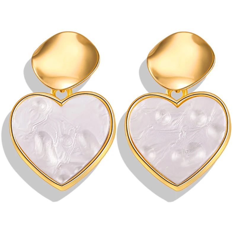 

New Korean fashion heart-shaped hanging earrings 2019 new fashion handmade geometric round sequins hanging earrings jewelryVE861
