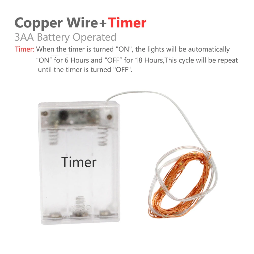 Светодиодный Сказочный декоративные рождественские огни на батарейках 2 м 20 струн медный USB светодиодный таймер для свадьбы Вечерние свадебные - Испускаемый цвет: 3AA Copper Timer